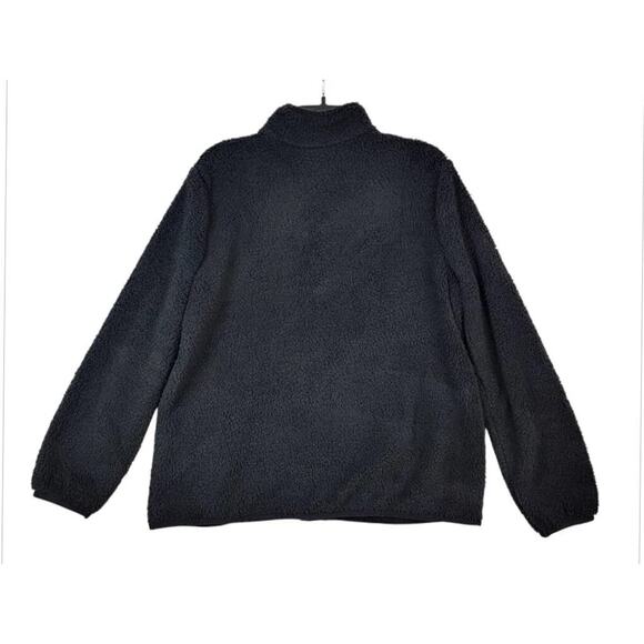 $50 ID Ideology Womens Warm Sherpa Jacket Deep Black Size XL Front Zip Closure - Picture 3 of 6